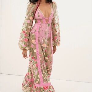 COPY - Embroidered sheer, floral maxi dress.